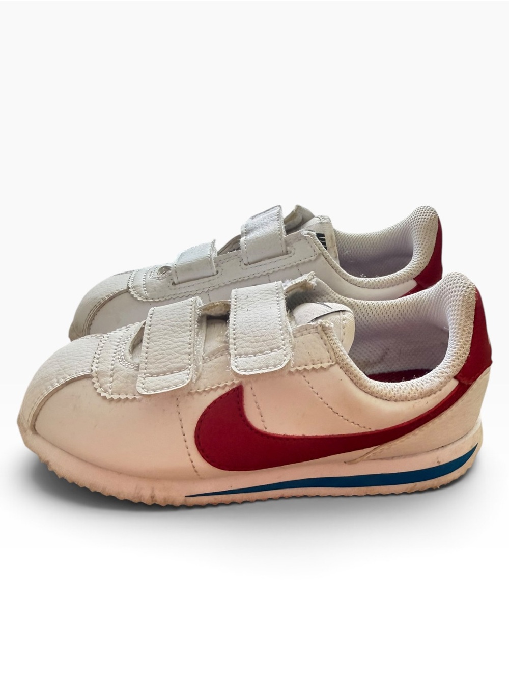 Nike Cortez Basic SL Toddler 11C White Red Blue Velcro Sneakers